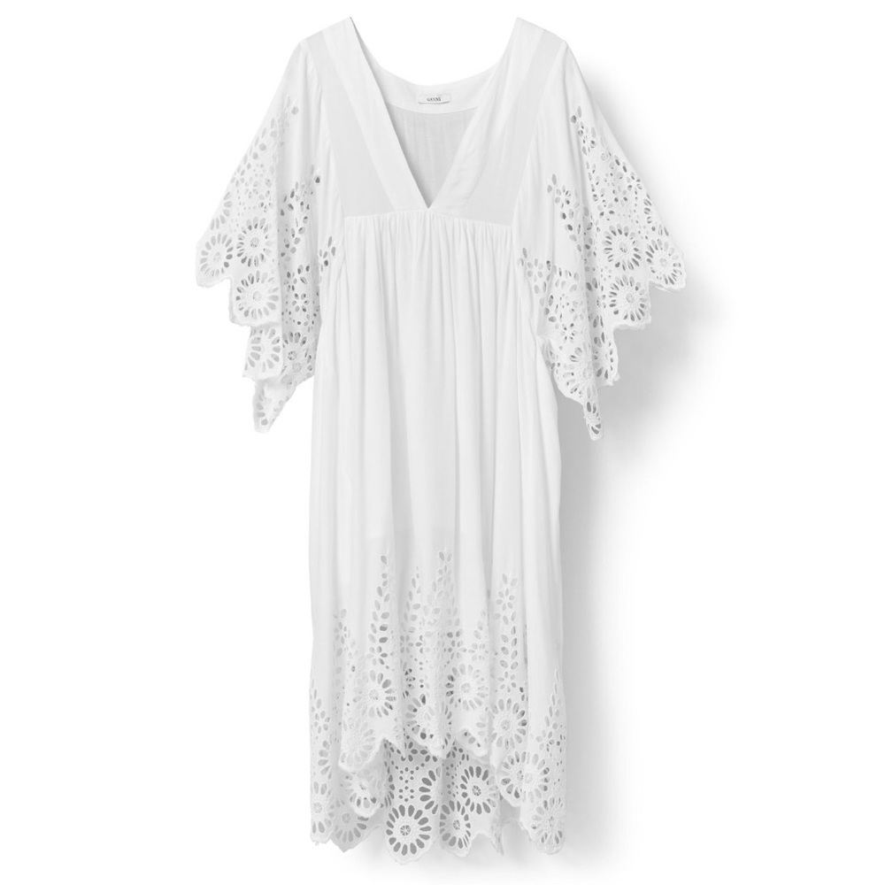 Ganni - White Eyelet Dress